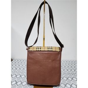 Burberry Vintage Haymarket Check Pebbled Messenger Bag Brown/Beige